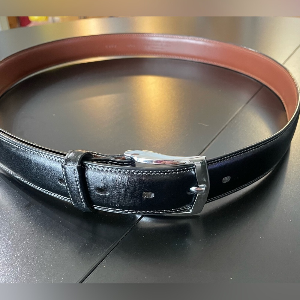 Stafford Essentials Black Genuine Leather Dress Belt - Men's Size 42/105